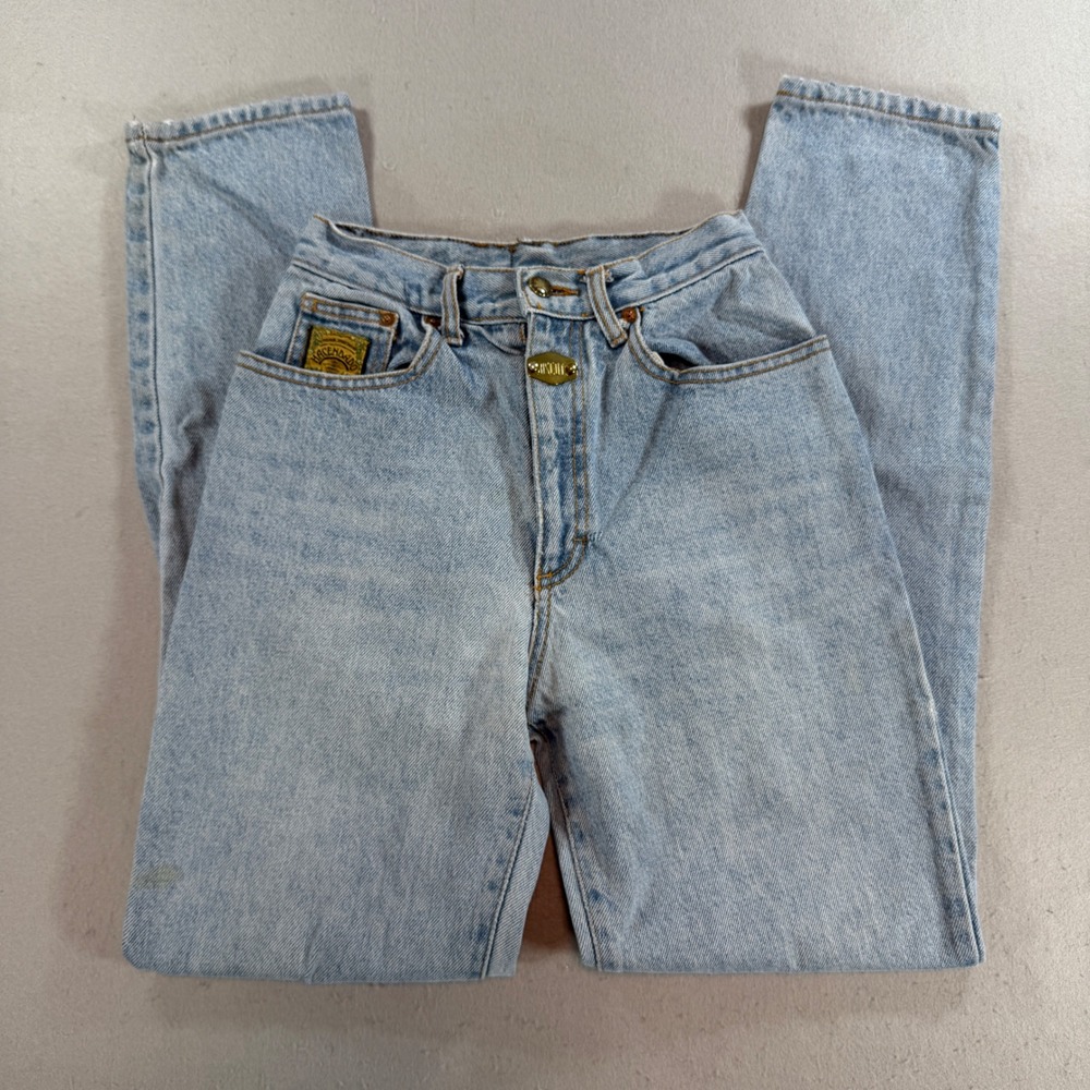 Vintage Biscote Hacendado High Waisted Tapered Leg Light Wash Jeans 24 x 29